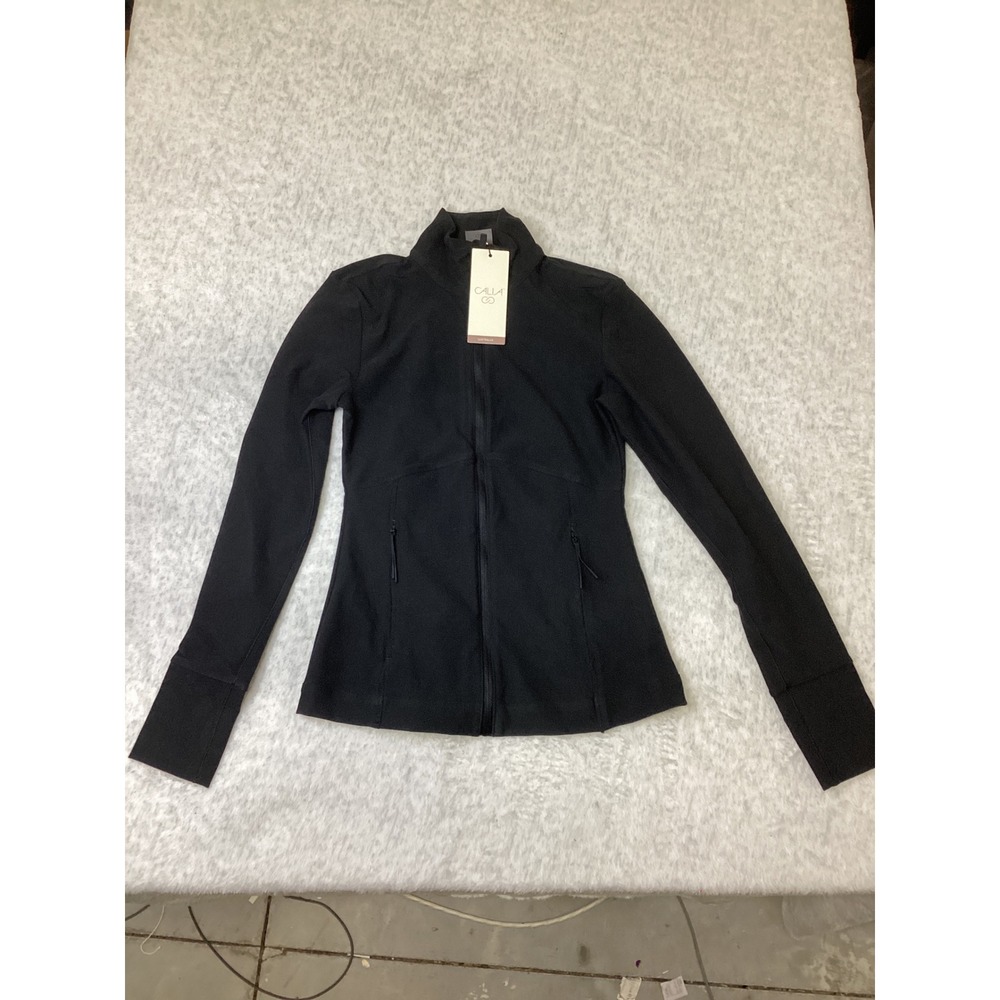CALIA Lustralux Jacket Womens XXS Pure Black Full Zip Activewear WAX33058 NWT